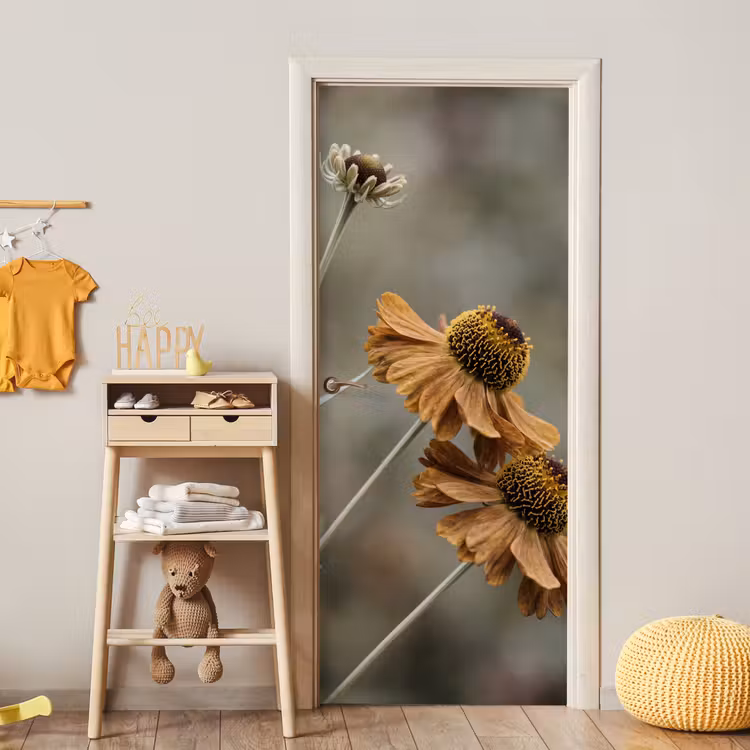 Zonnehoed - Droogbloemen - Geel - Warm deurposter klein -sfeer4