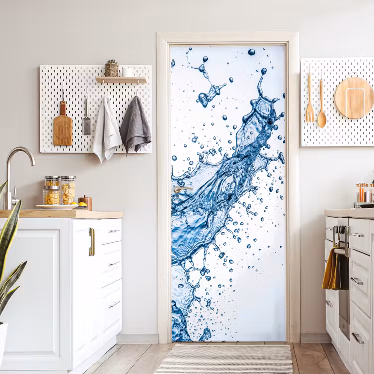 Spash - Water - Blauw deurposter klein -sfeer5