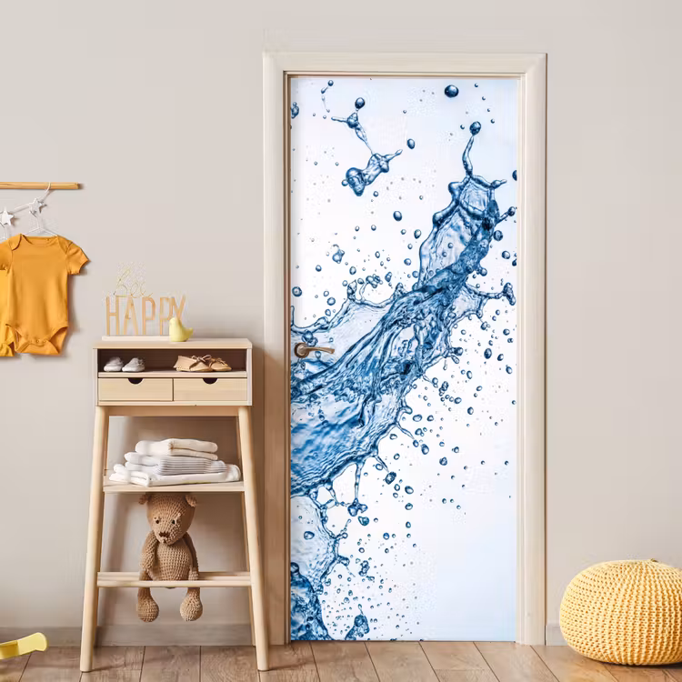 Spash - Water - Blauw deurposter klein -sfeer4
