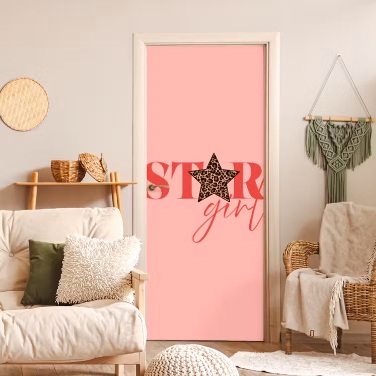 Star girl - Roze - Panter - Ster deurposter klein -sfeer2