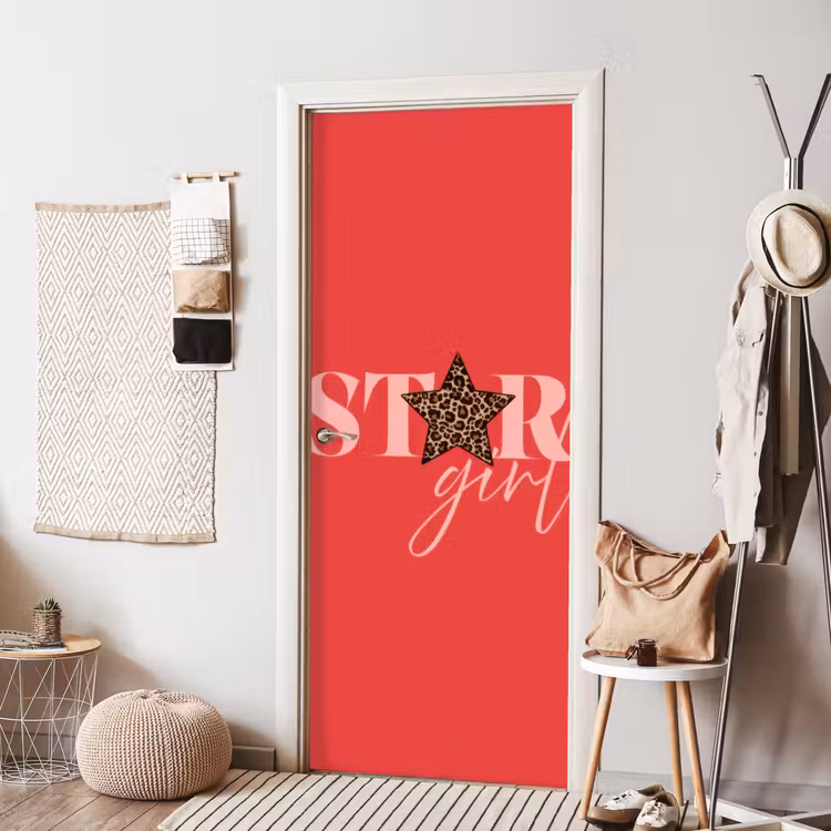 Star girl - Rood - Panter - Ster deurposter klein -sfeer6