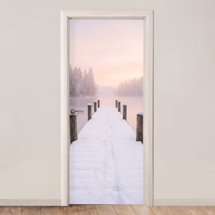 Steiger - Meer - Mist - Winter - Serene deurposter klein -3d_beige