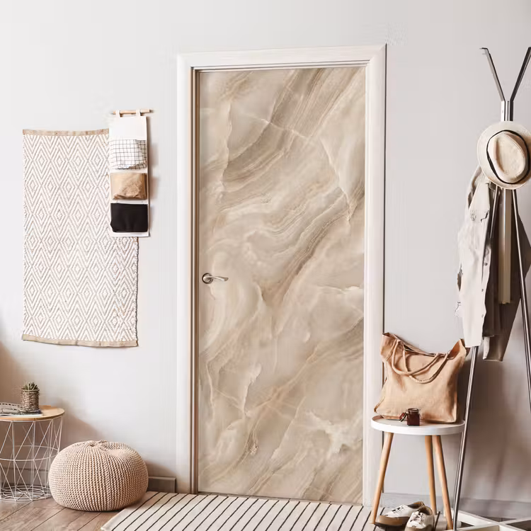 Steen - Golvend - Abstract - Beige deurposter klein -sfeer6