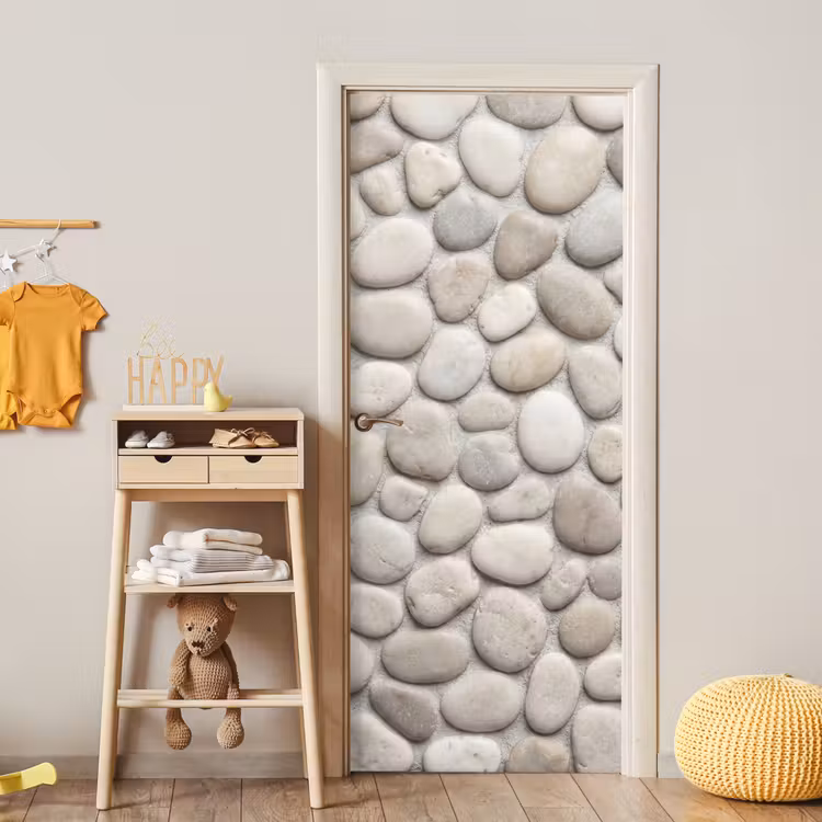 Steen - Kiezel - Natuur - Minimalistisch - Beige deurposter klein -sfeer4