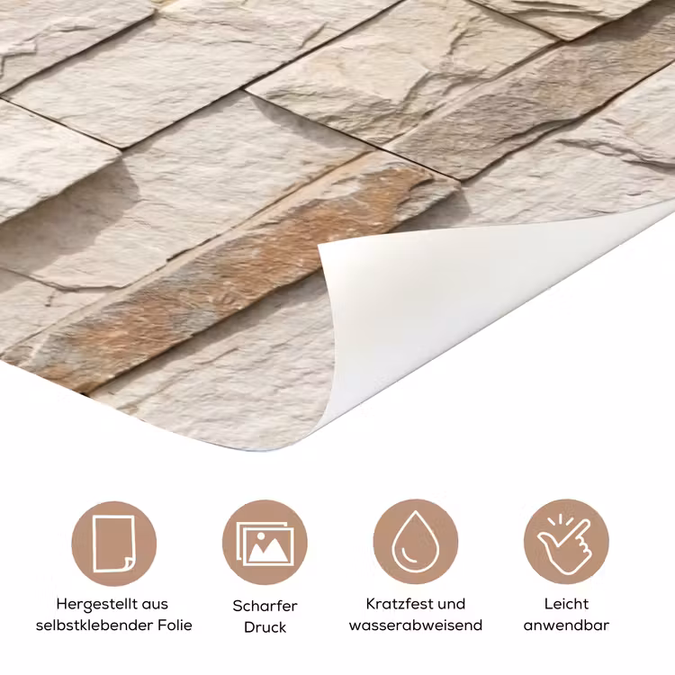 Steen - Muur - Textuur - Rustiek - Beige deurposter klein -tcloseup_DE