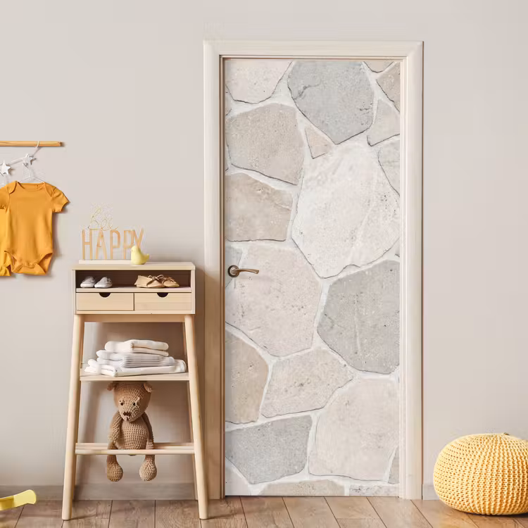Steen - Patroon - Textuur - Beige deurposter klein -sfeer4
