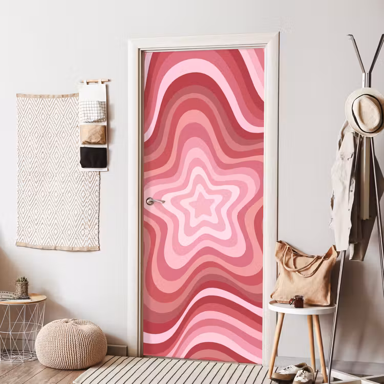 Ster - Golvend - Abstract - Roze deurposter klein -sfeer6
