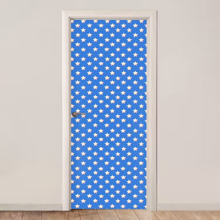 Sterren - Patroon - Blauw deurposter klein 289 -3d_beige