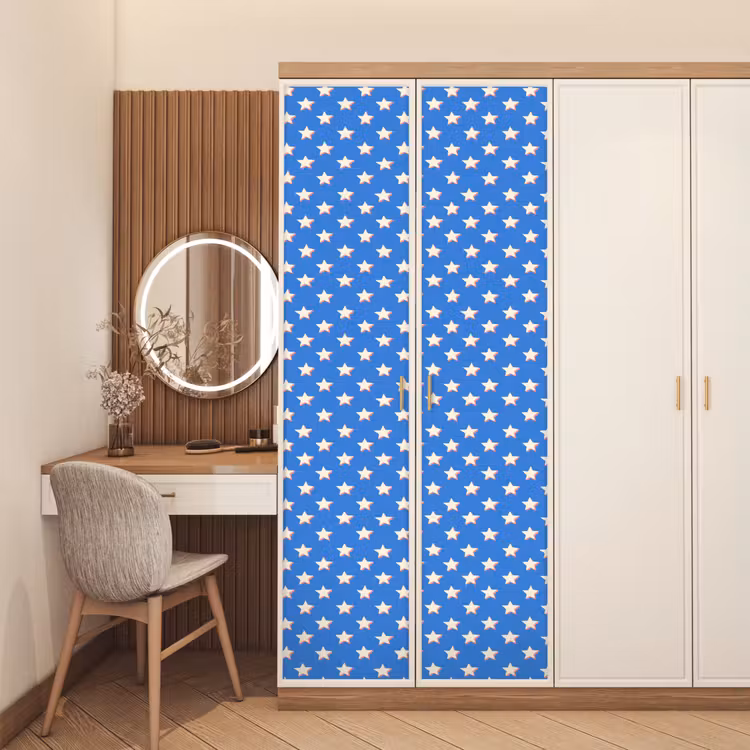 Sterren - Patroon - Blauw deurposter klein 289 -sfeer3