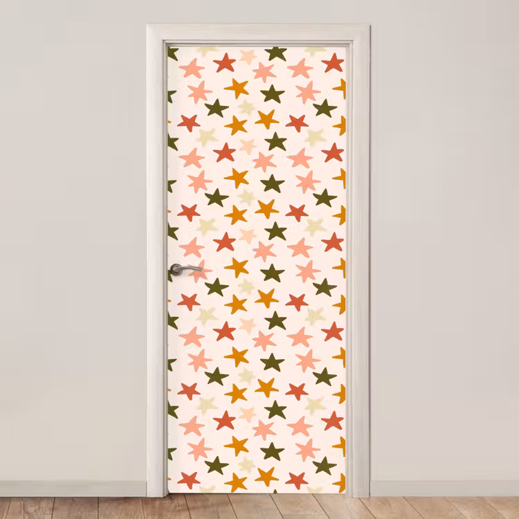 Sterren - Patroon - Kleurrijk deurposter klein 289 -3d_beige
