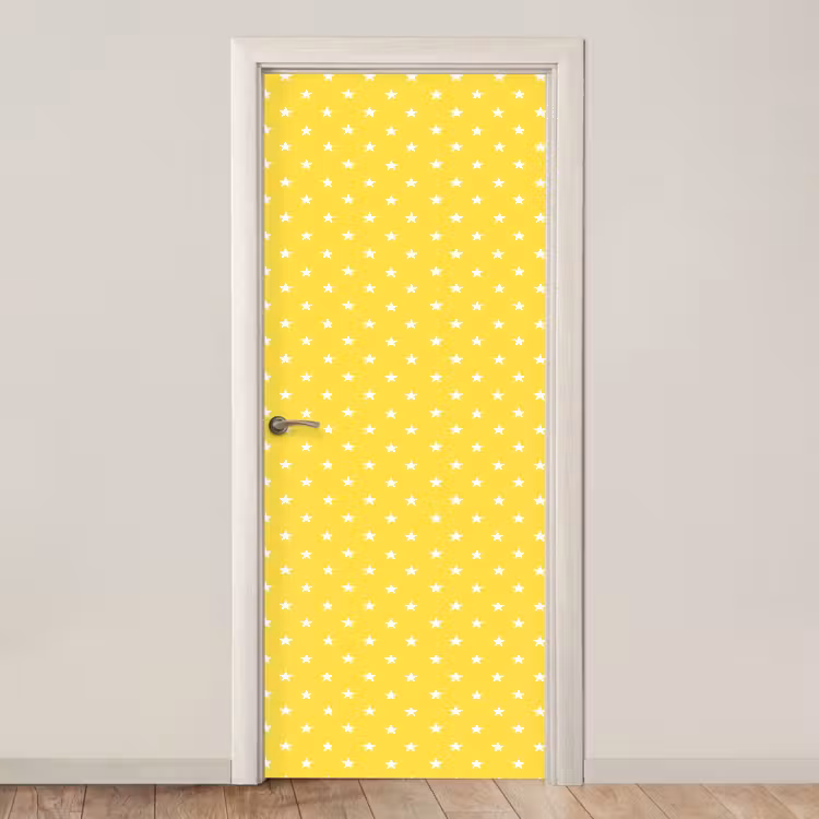 Sterren - Patroon - Minimalistisch - Geel deurposter klein 289 -3d_beige