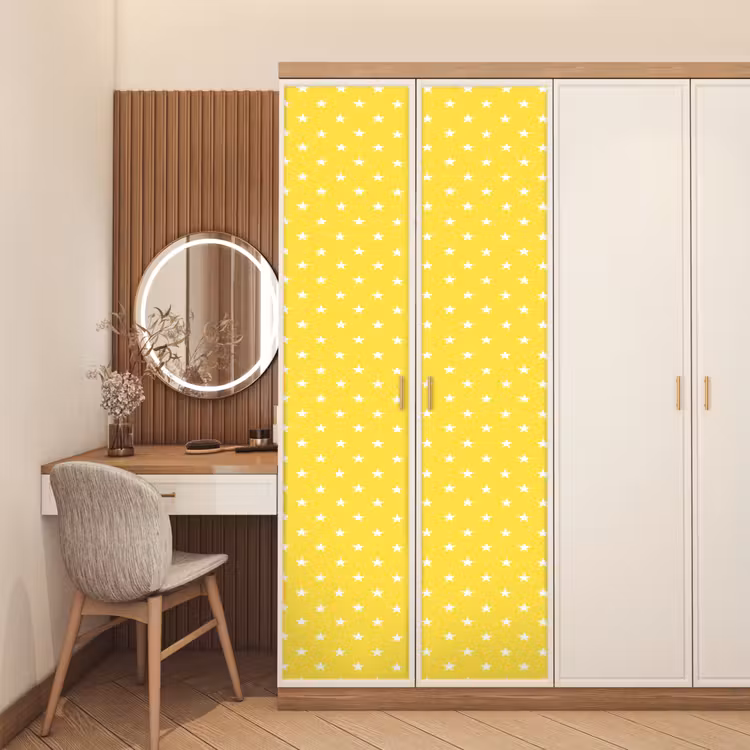 Sterren - Patroon - Minimalistisch - Geel deurposter klein 289 -sfeer3