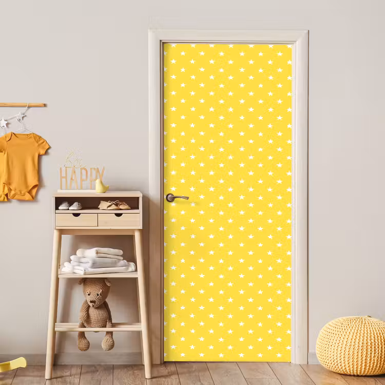 Sterren - Patroon - Minimalistisch - Geel deurposter klein 289 -sfeer4