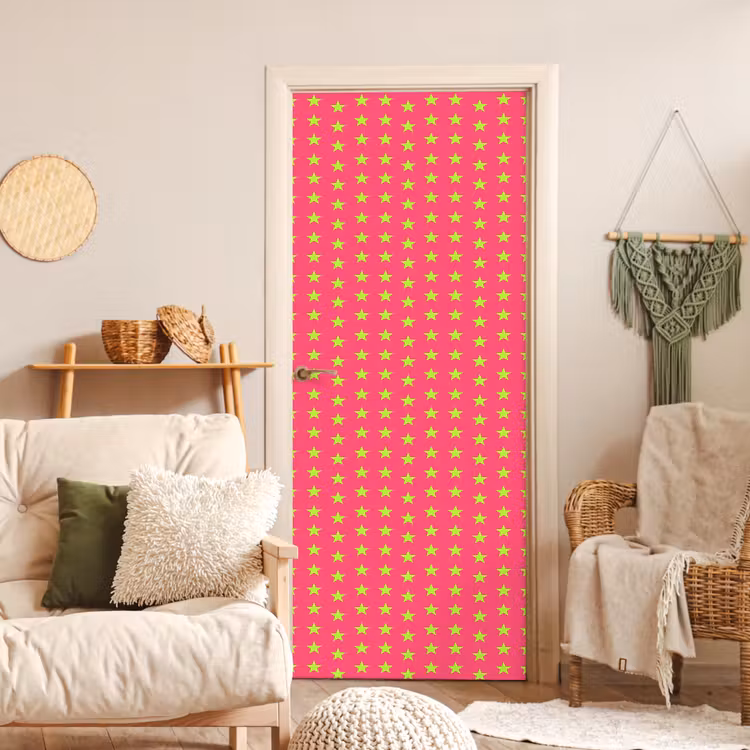 Sterren - Patroon - Roze deurposter klein 289 -sfeer2