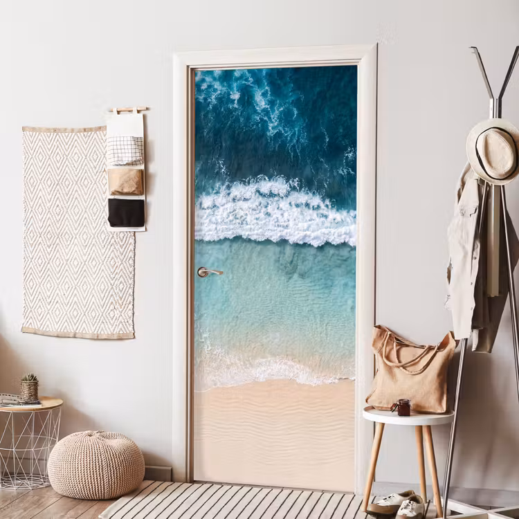 Strand - Zee - Golven - Natuur - Blauw deurposter klein -sfeer6