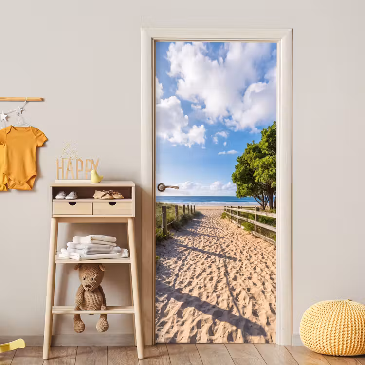 Strand - Zandpad - Oceaan - Natuur deurposter klein -sfeer4