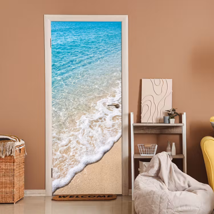Strand - Water - Natuur - Blauw - Beige deurposter klein -sfeer1