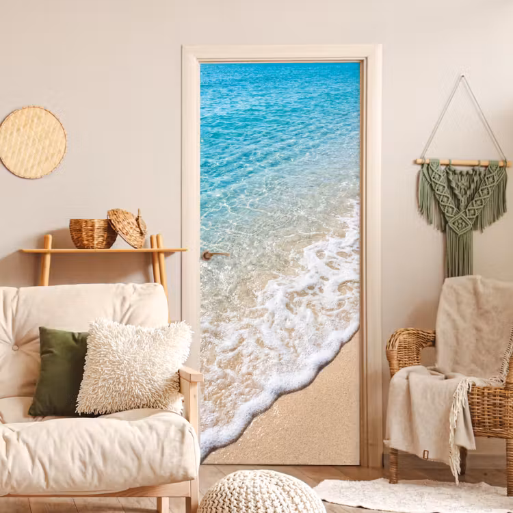 Strand - Water - Natuur - Blauw - Beige deurposter klein -sfeer2