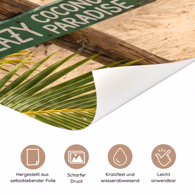 Strand - Wegwijzer - Palmen - Tropisch - Groen deurposter klein -tcloseup_DE