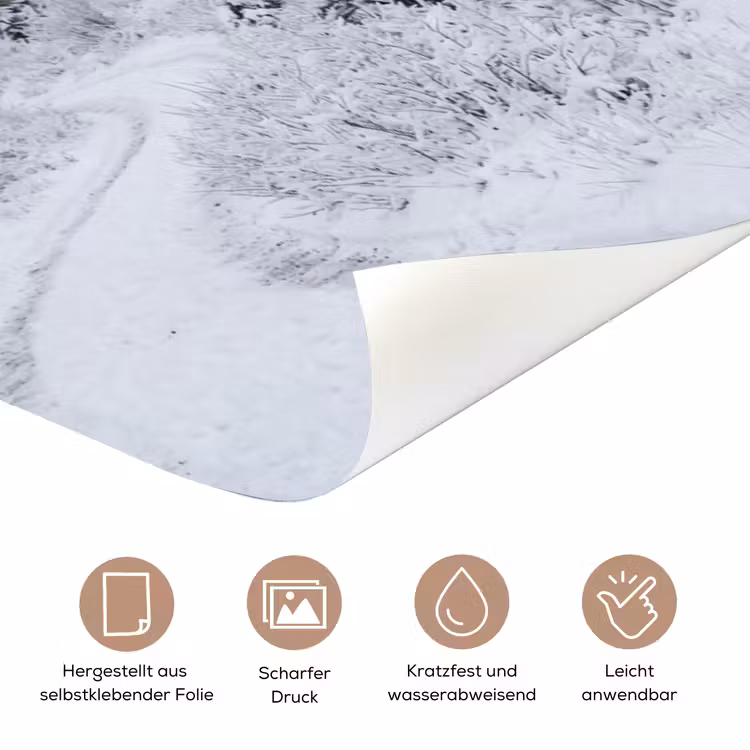 Weg - Bergen - Sneeuw - Naaldbos - Avontuurlijk deurposter klein -tcloseup_DE
