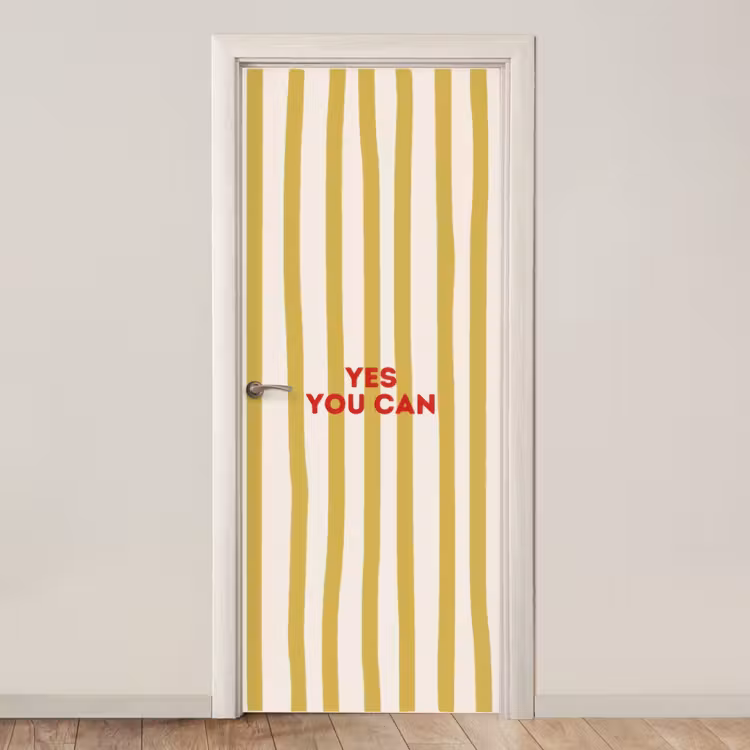Strepen - Abstract - Yes you can - Rood deurposter klein -3d_beige