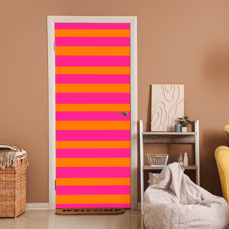 Strepen - Horizontaal - Roze deurposter klein 289 -sfeer1