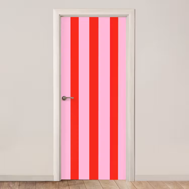 Strepen - Klassiek - Roze deurposter klein 289 -3d_beige