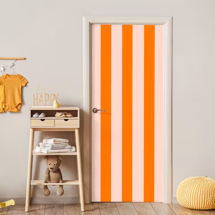 Strepen - Modern - Oranje deurposter klein 289 -sfeer4