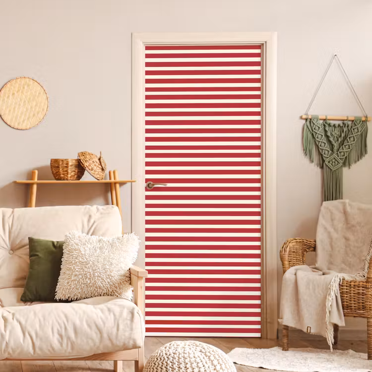 Strepen - Patroon - Rood deurposter klein 289 -sfeer2