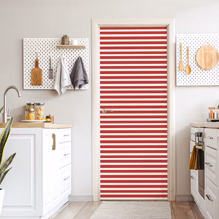 Strepen - Patroon - Rood deurposter klein 289 -sfeer5