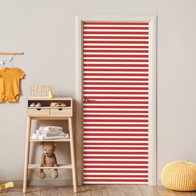 Strepen - Patroon - Rood deurposter klein 289 -sfeer4
