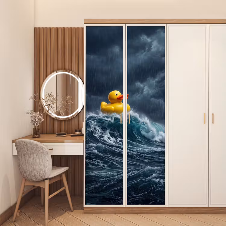 Storm - Badeend - Golven deurposter klein -sfeer3