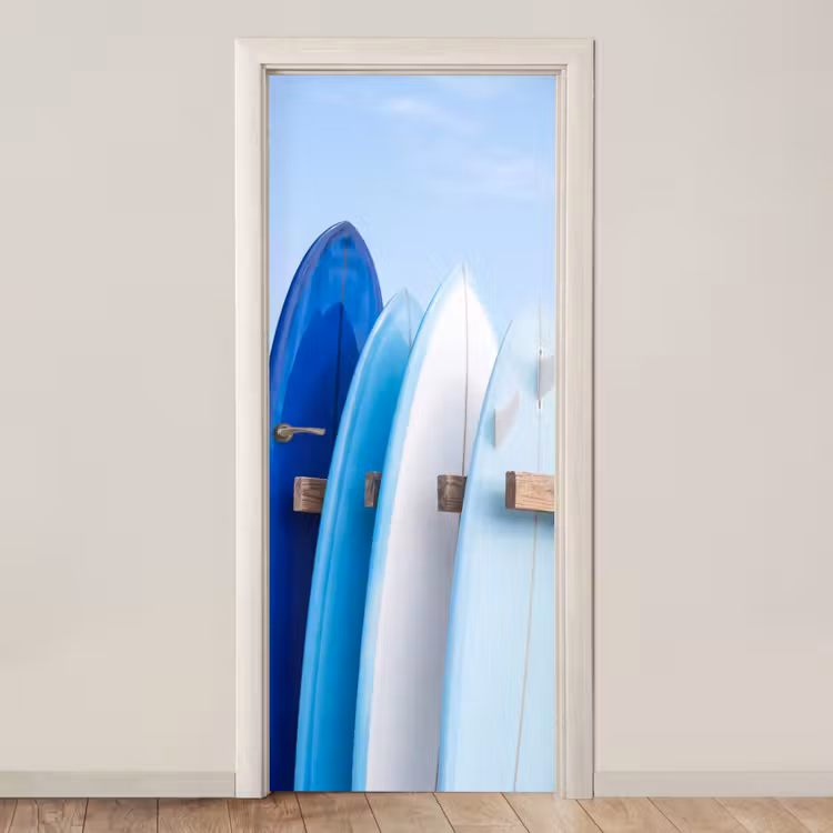 Surfplank - Strand - Zomer - Blauw - Water deurposter klein -3d_beige