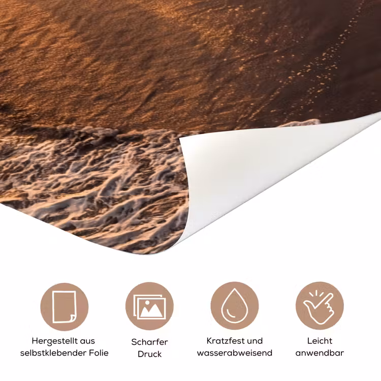 Surfer - Strand - Zonsondergang - Oceaan - Goud deurposter klein -tcloseup_DE