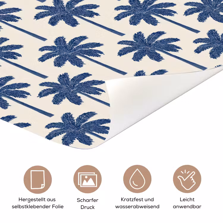 Symmetrisch - Palm - Blauw deurposter klein 289 -tcloseup_DE