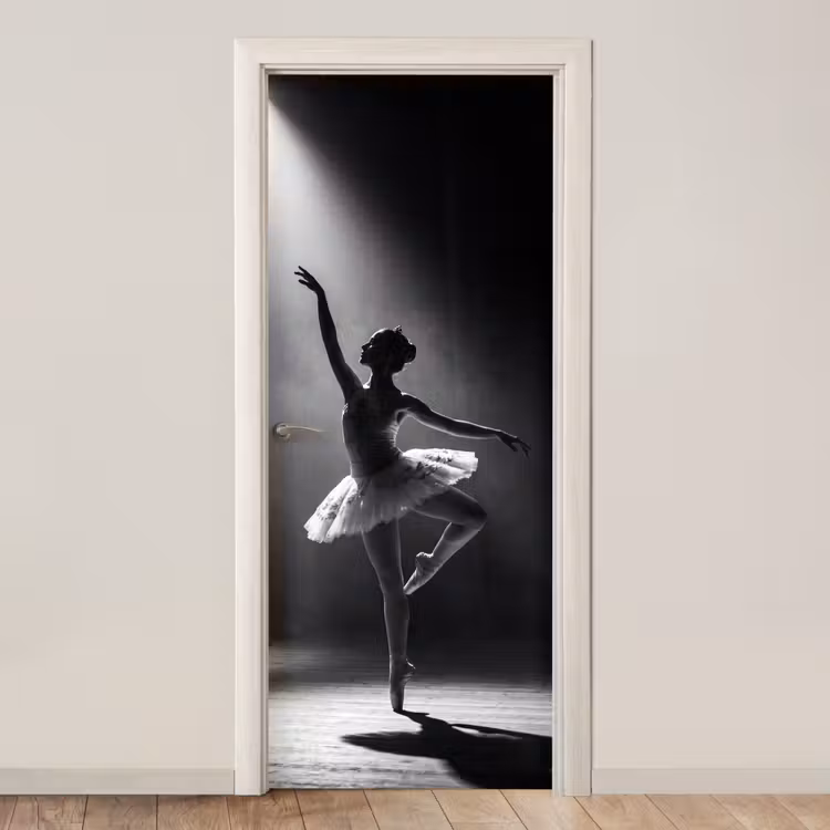 Danser - Podium - Zwart-wit - Kunst - Klassiek deurposter klein -3d_beige