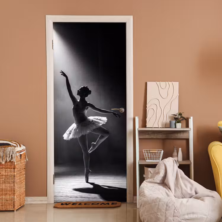 Danser - Podium - Zwart-wit - Kunst - Klassiek deurposter klein -sfeer1