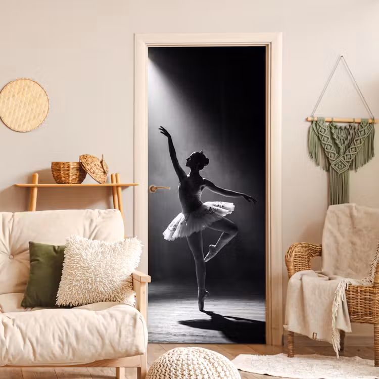Danser - Podium - Zwart-wit - Kunst - Klassiek deurposter klein -sfeer2