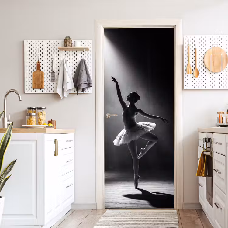 Danser - Podium - Zwart-wit - Kunst - Klassiek deurposter klein -sfeer5