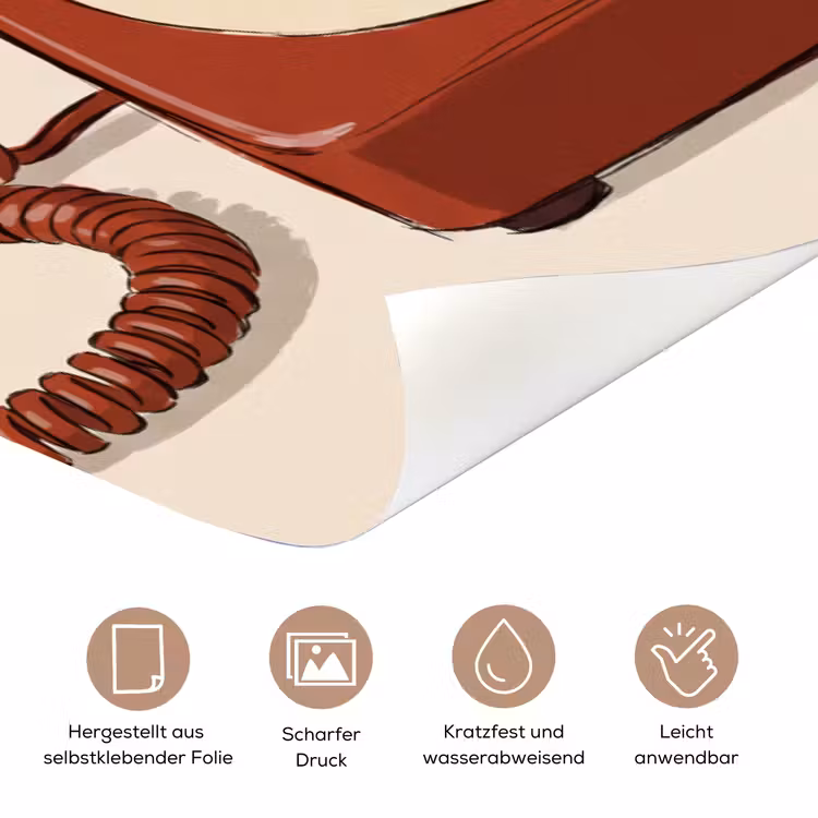 Telefoon - Hand - Vintage - Communicatie - Rood deurposter klein -tcloseup_DE