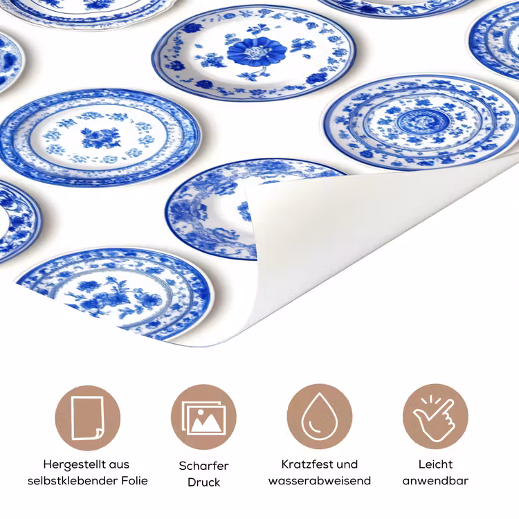 Borden - Bloemen - Patroon - Blauw deurposter klein 289 -tcloseup_DE