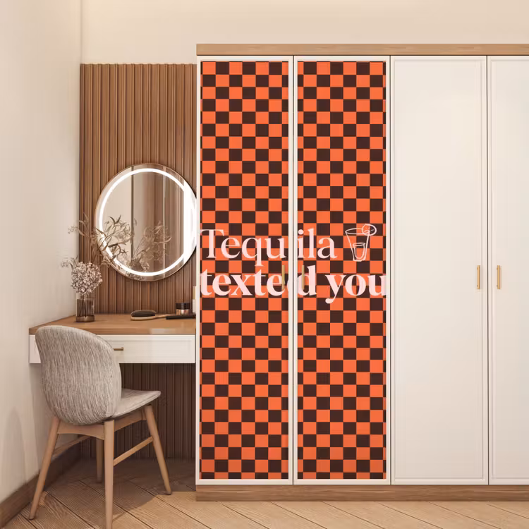 Tequila texted you - Glas - Vierkanten - Oranje deurposter klein -sfeer3