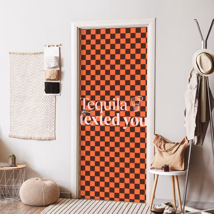 Tequila texted you - Glas - Vierkanten - Oranje deurposter klein -sfeer6