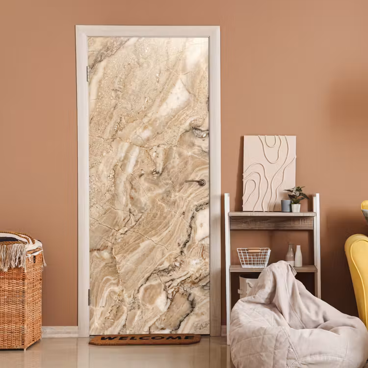 Textuur - Aders - Abstract - Modern - Beige deurposter klein -sfeer1