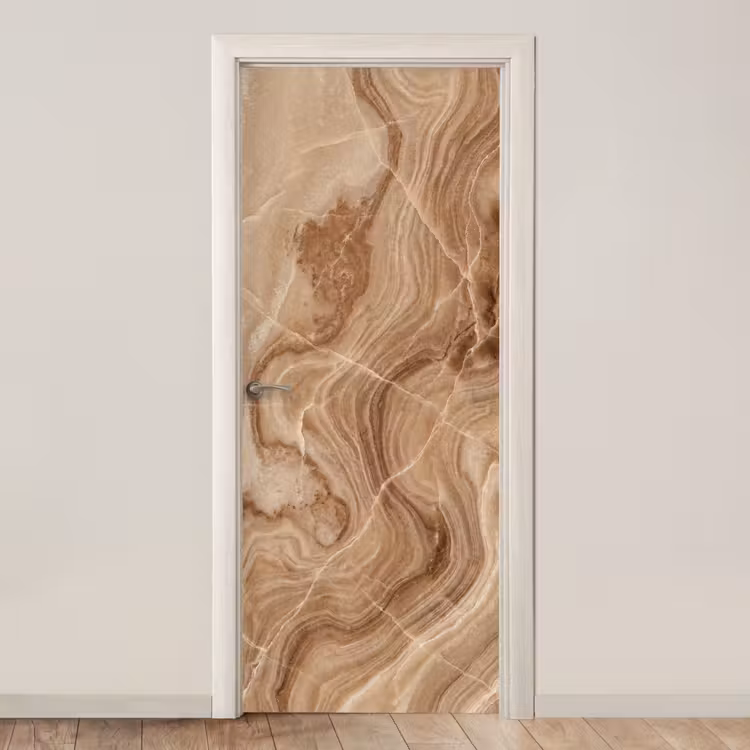 Textuur - Golvend - Abstract - Warm - Bruin deurposter klein -3d_beige