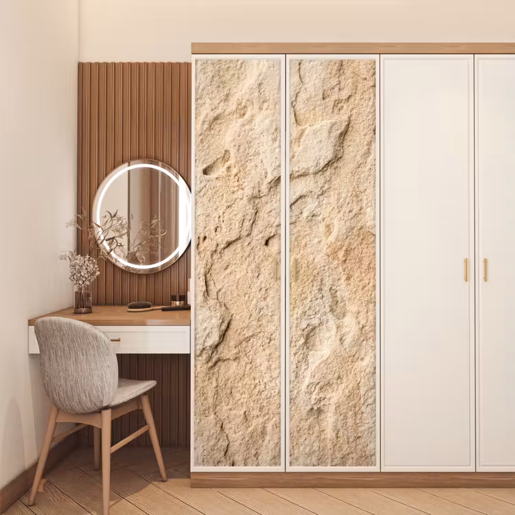 Textuur - Steen - Natuur - Beige deurposter klein -sfeer3