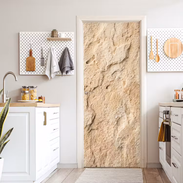 Textuur - Steen - Natuur - Beige deurposter klein -sfeer5