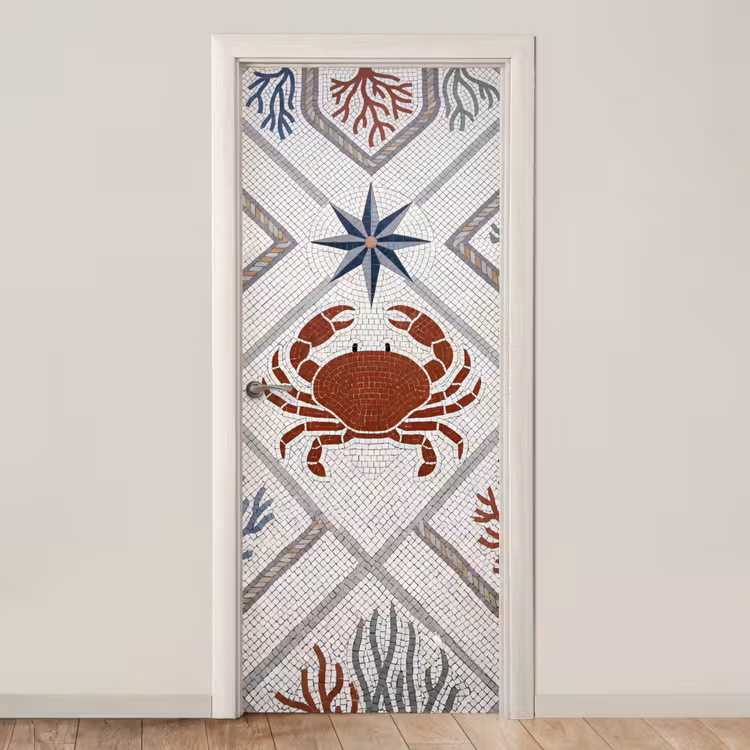 Dier - Mozaïek - Zee - Klassiek - Bruin deurposter klein -3d_beige