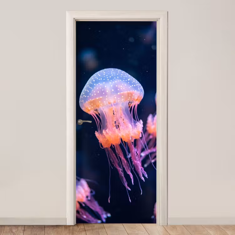 Dier - Onderwater - Natuur - Roze - Mysterieus deurposter klein -3d_beige