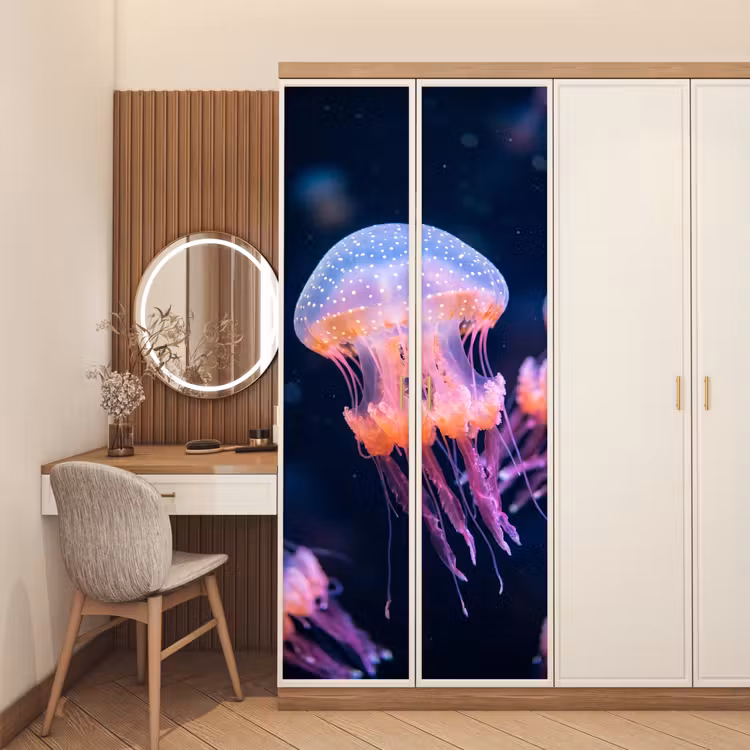 Dier - Onderwater - Natuur - Roze - Mysterieus deurposter klein -sfeer3